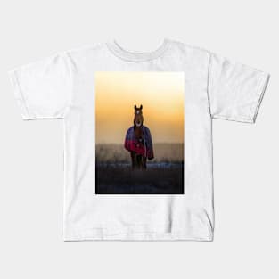 Horse in an Autumn Meadow Kids T-Shirt